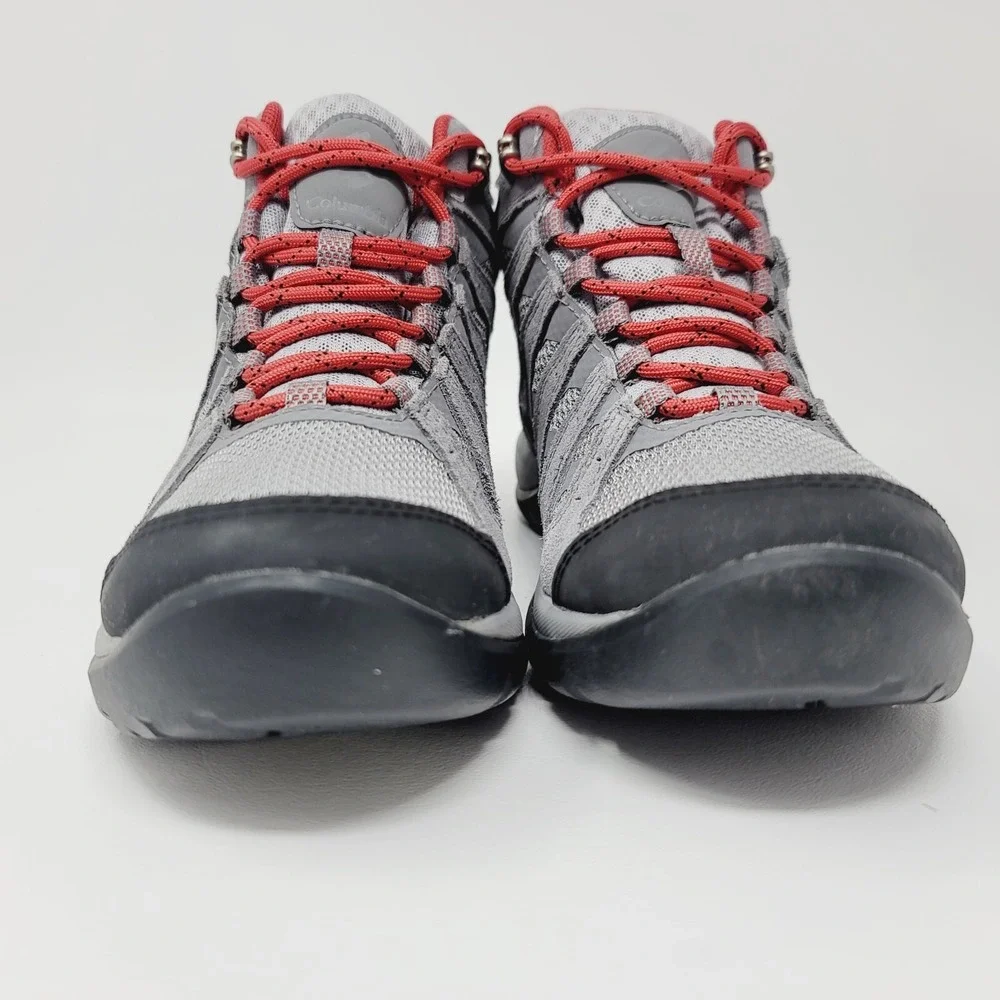 columbia womens hiking boots Size 6.5 M Gray Red Waterproof BLO833-088